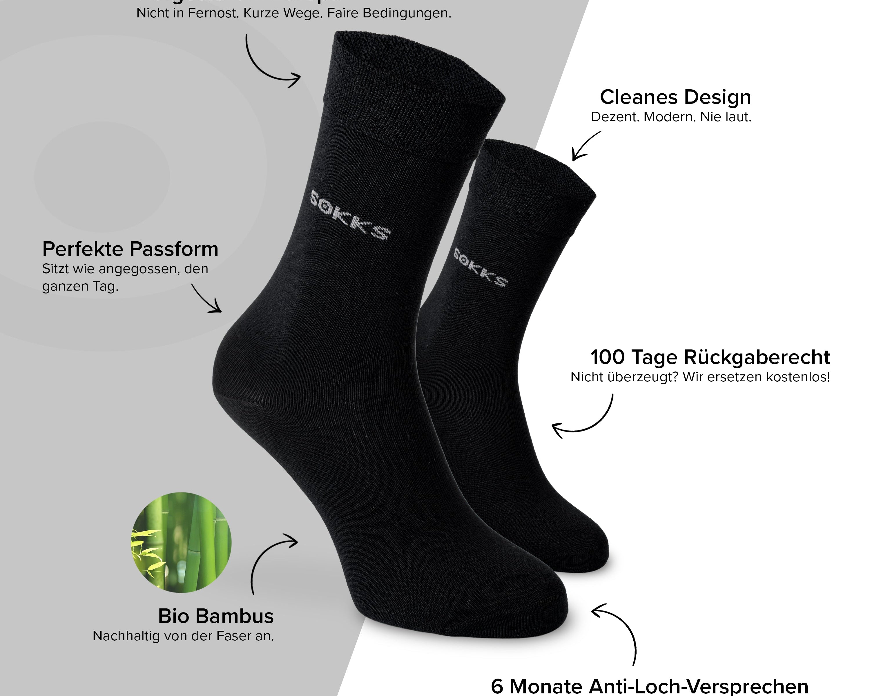 SOKKS Business Anzugsocken Schwarz aus Bambusviskose