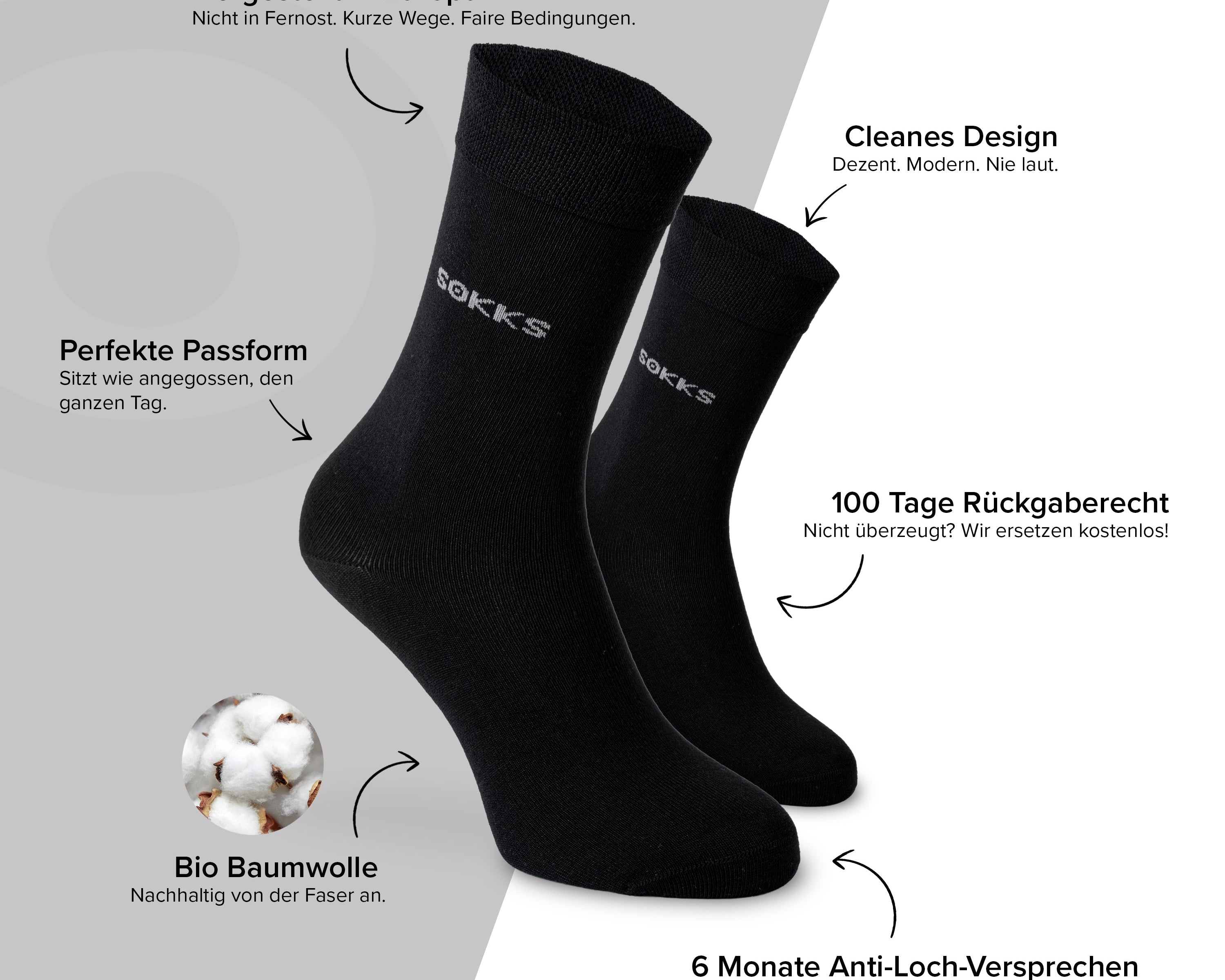 SOKKS Business Anzugsocken Schwarz aus Baumwolle