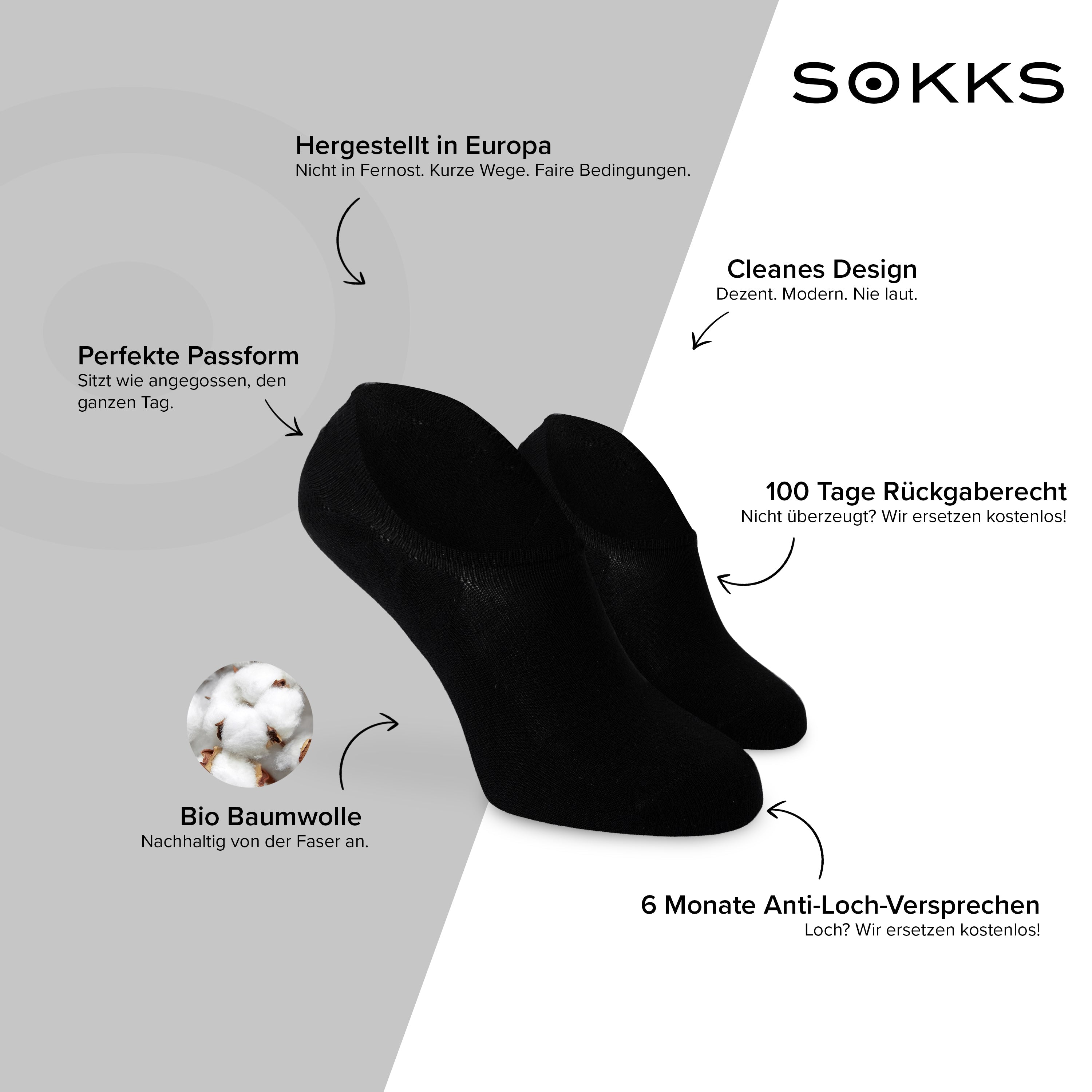 SOKKS Füßlinge Schwarz – unsichtbare Sneakersocken aus Baumwolle