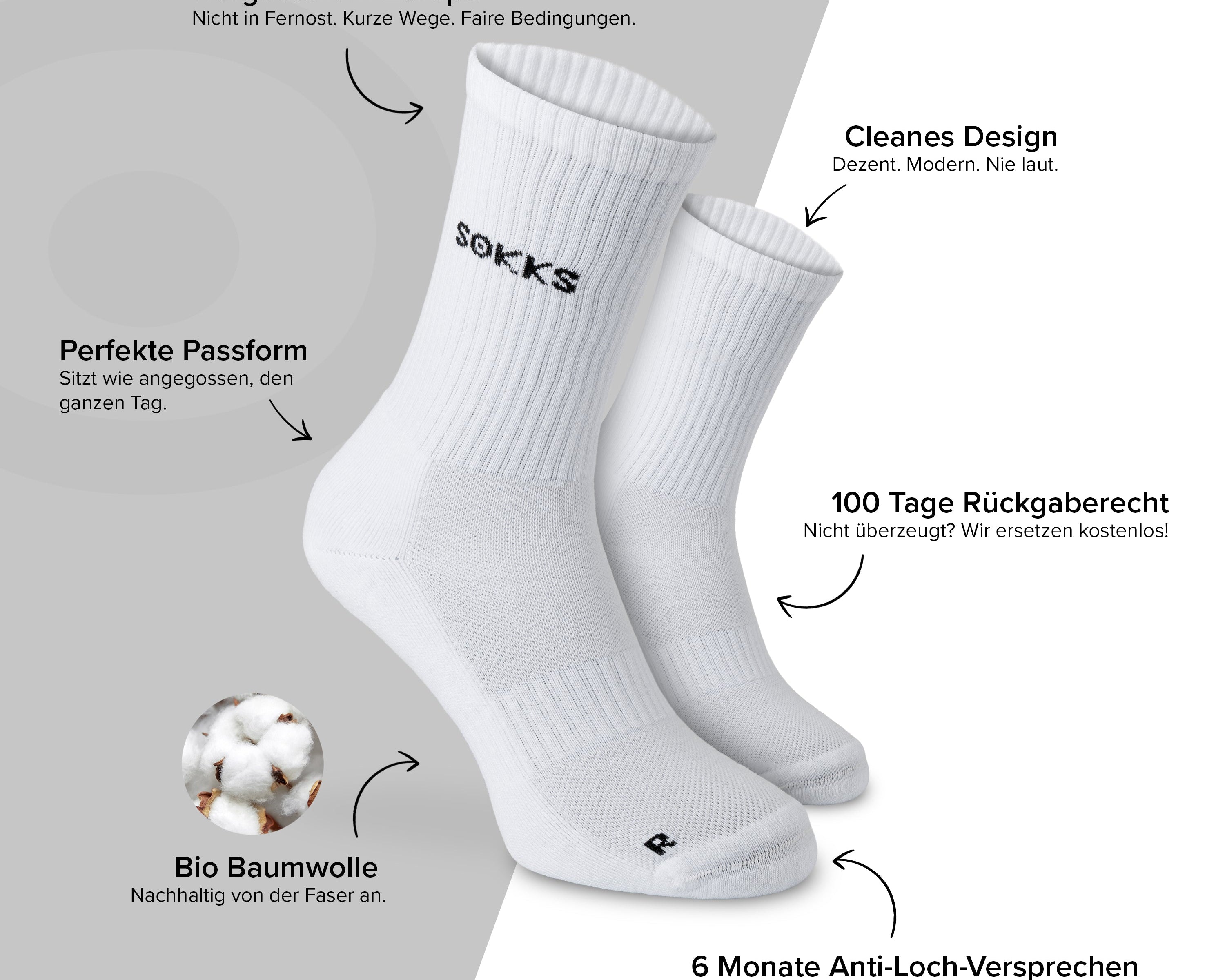 SOKKS Hohe Laufsocken Weiß aus Baumwoll-Mix
