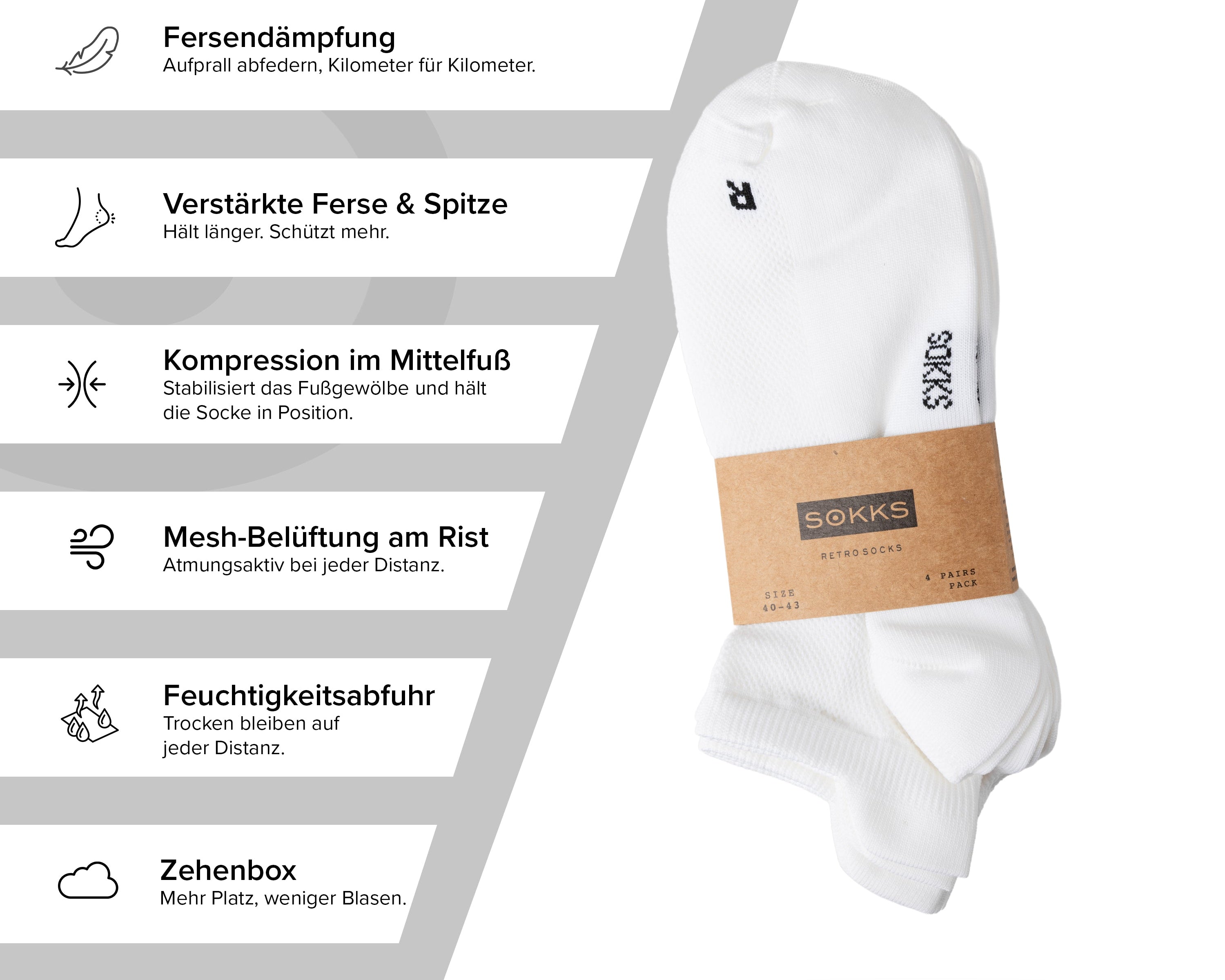 SOKKS Laufsocken Weiß aus leichtem Funktionsgewebe