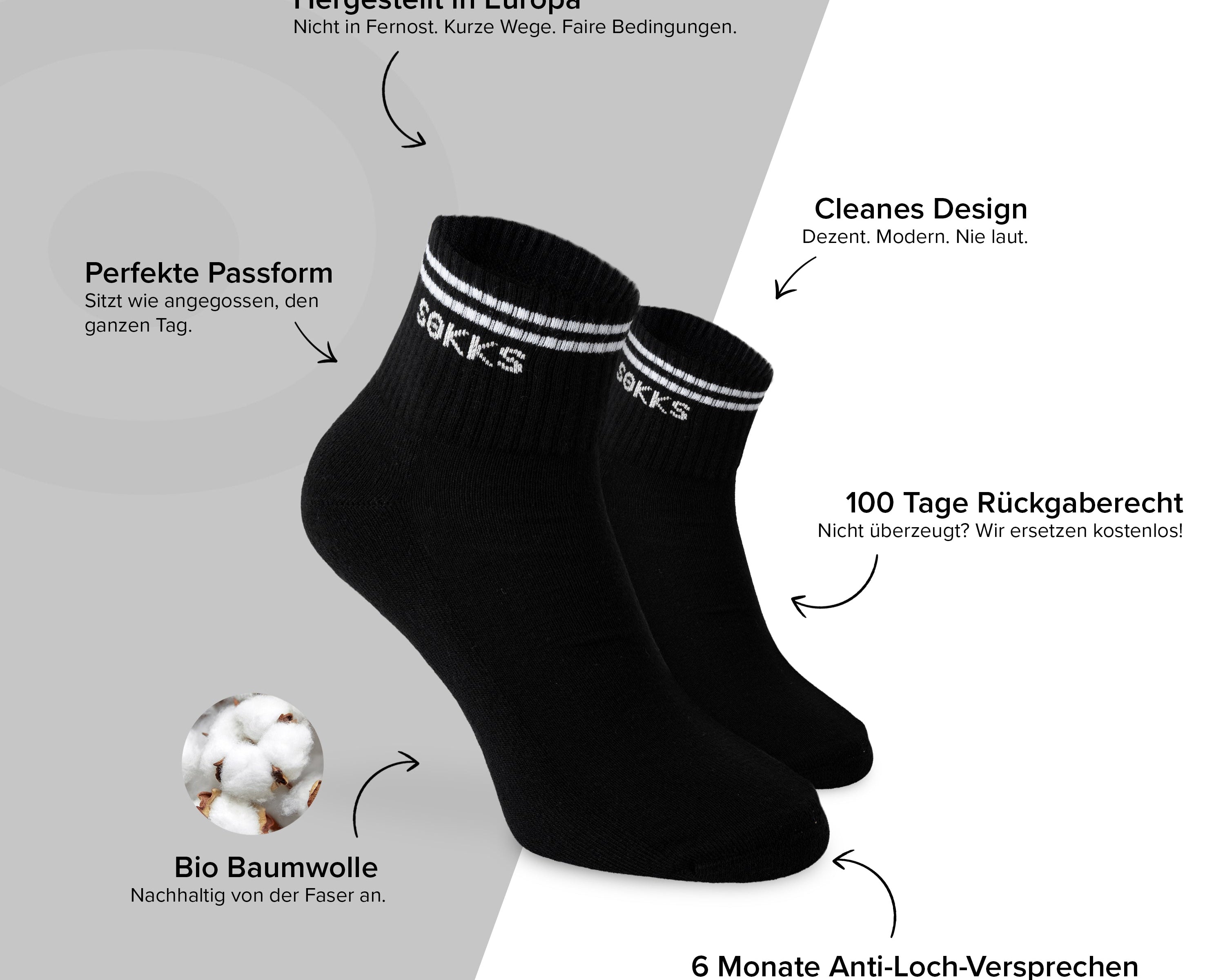 SOKKS Retro Sneakersocken Schwarz aus Baumwolle
