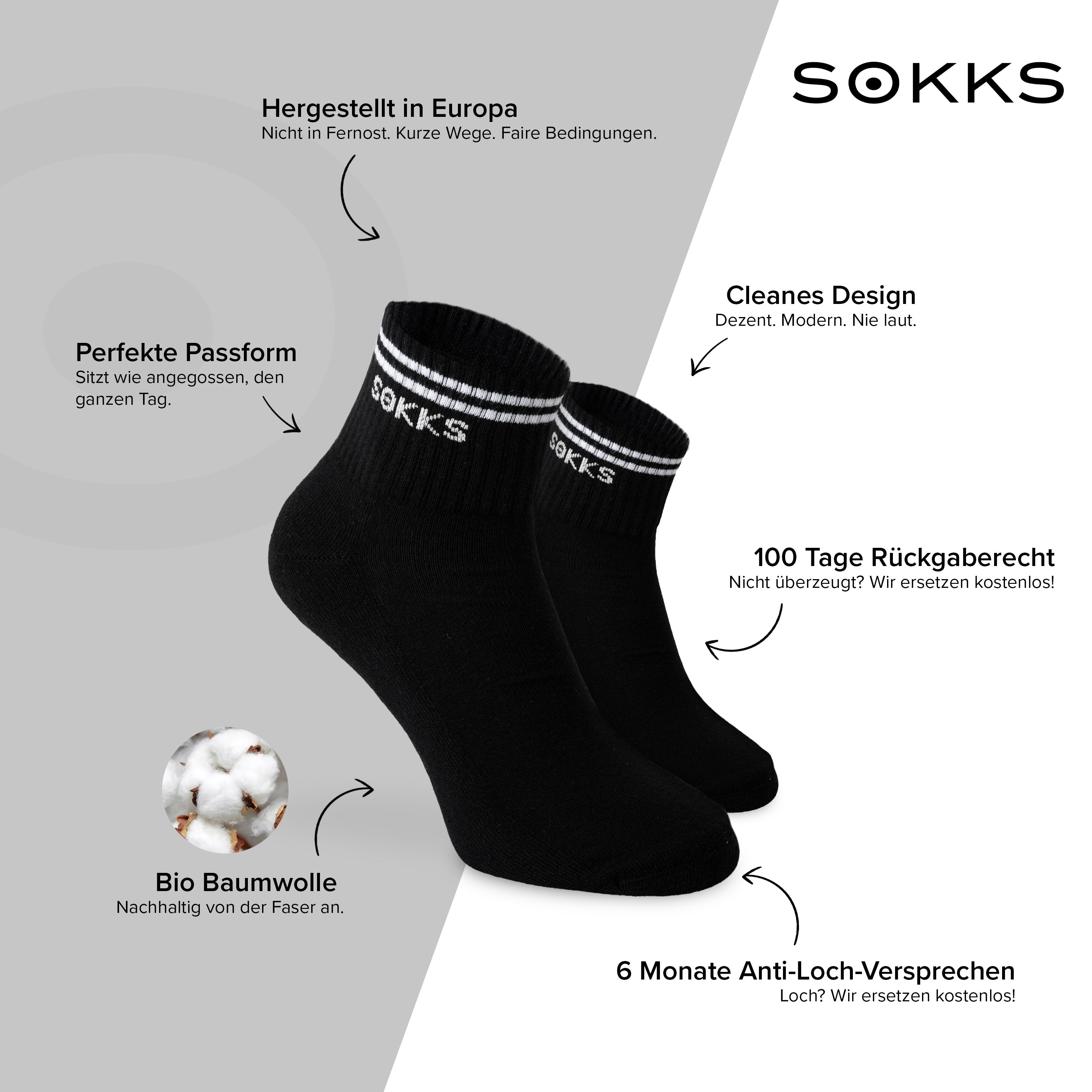 SOKKS Retro Sneakersocken Schwarz aus Baumwolle
