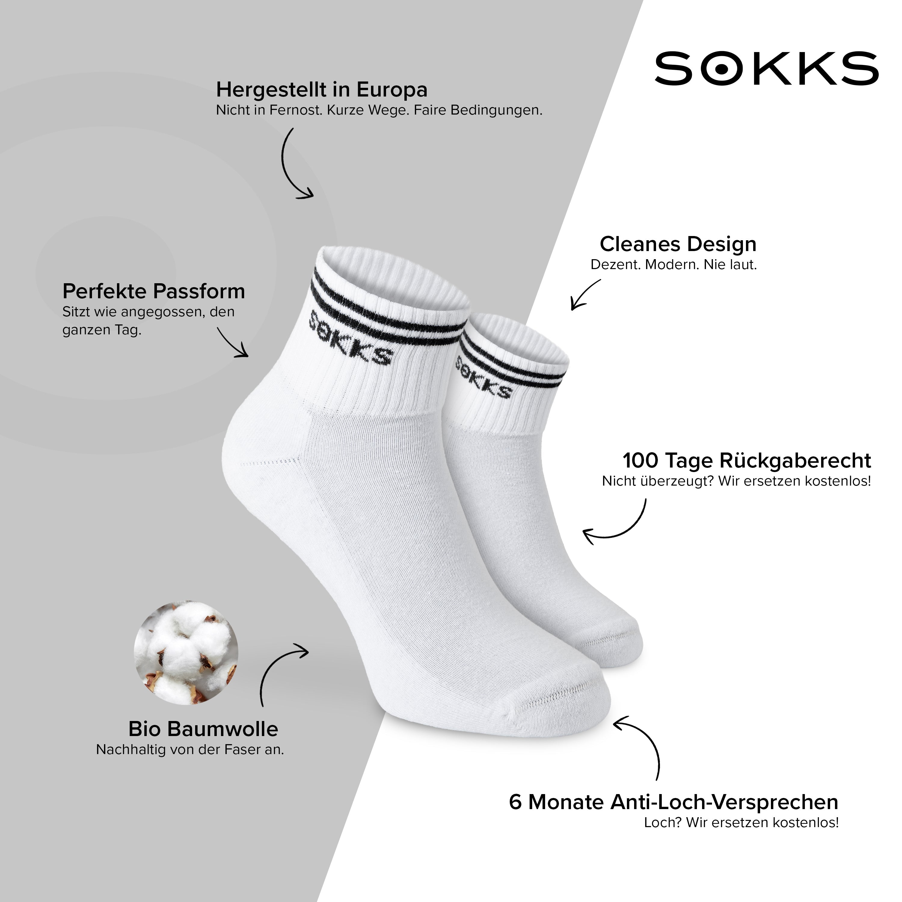 SOKKS Retro Sneakersocken Weiß aus Baumwolle