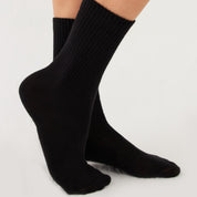 Chaussettes de tennis noires pour hommes et femmes en coton