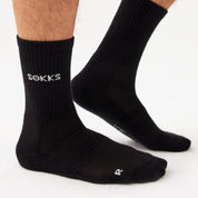 Black high running socks for men and women made of cotton