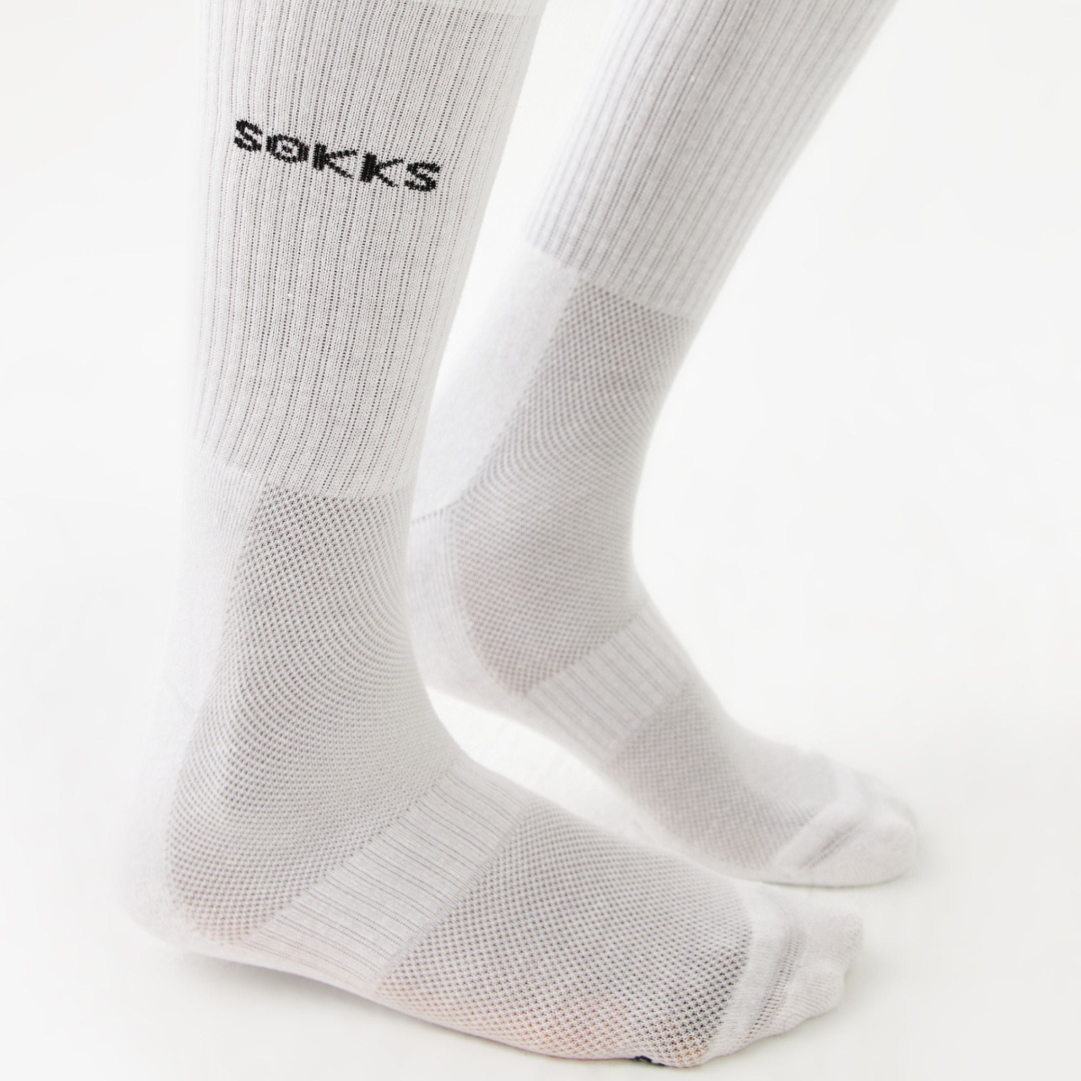 Chaussettes de course hautes blanches pour hommes et femmes en coton