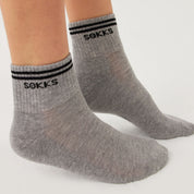 Gray retro sneaker socks for men and women made of cotton