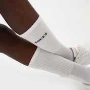 Chaussettes de course hautes blanches pour hommes et femmes en coton