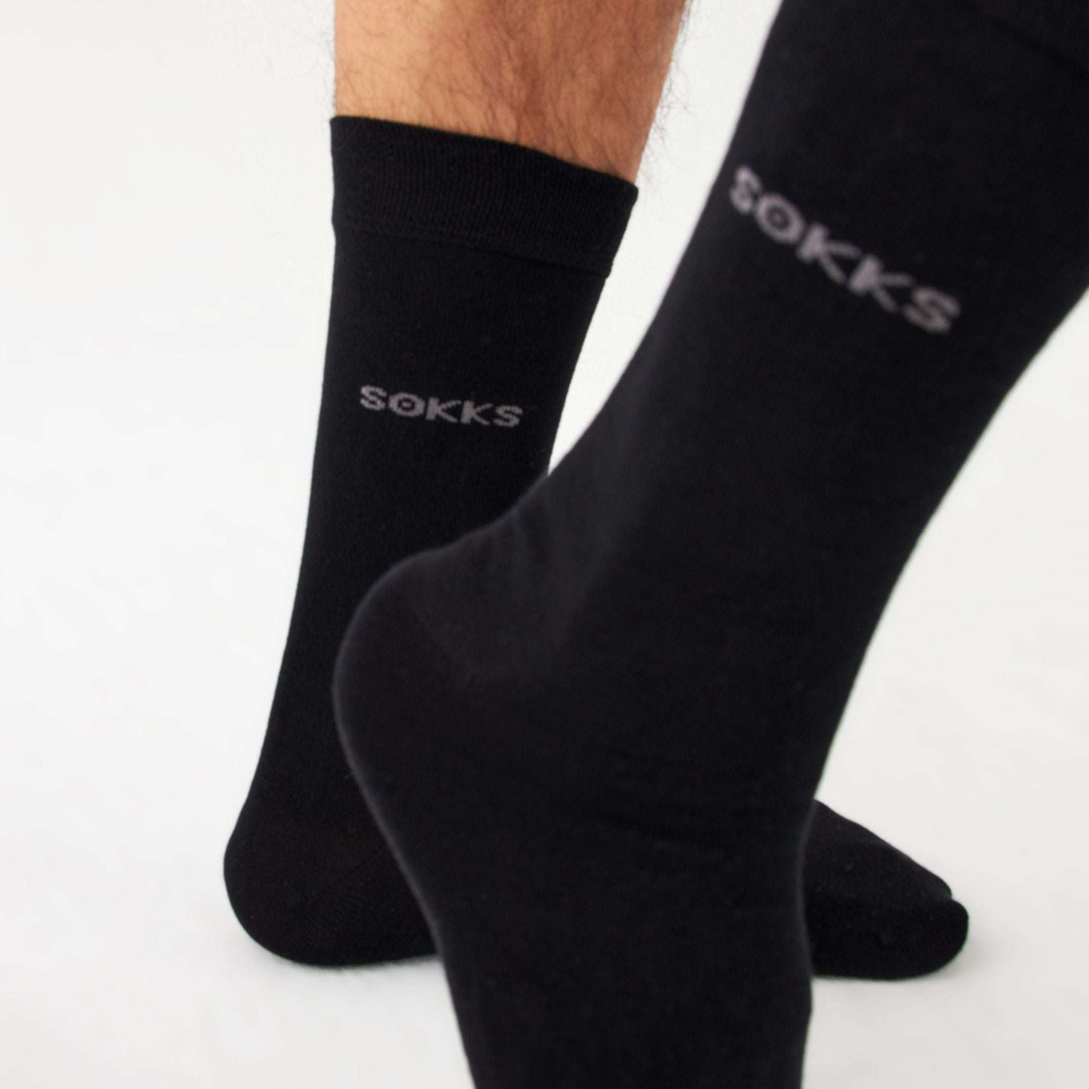 Chaussettes de costume noires pour hommes et femmes en coton