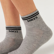 Gray retro sneaker socks for men and women made of cotton