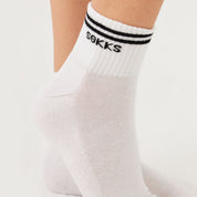 White retro sneaker socks for men and women made of cotton