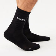 Black high running socks for men and women made of cotton