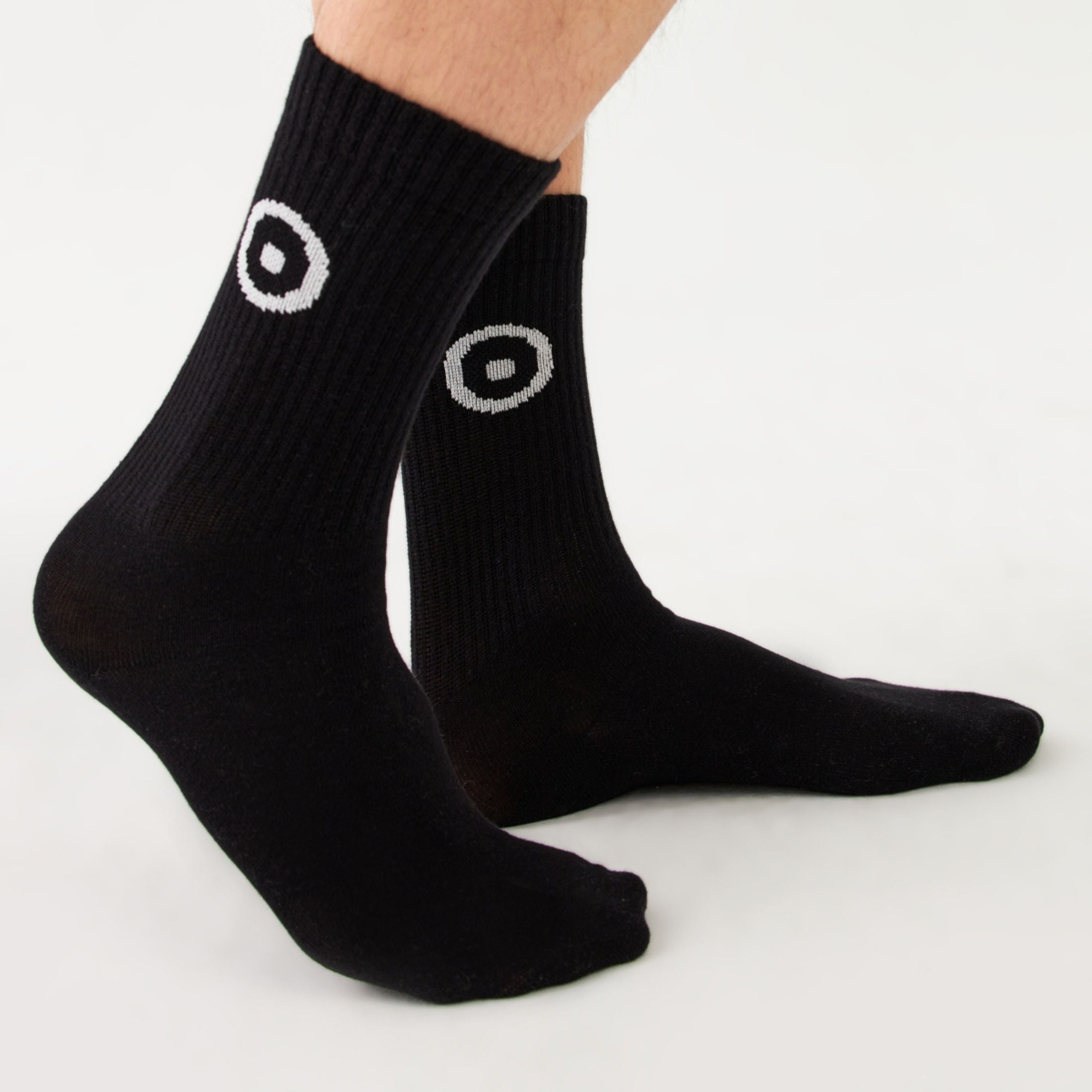 Chaussettes de sport noires v2 pour hommes et femmes en coton