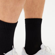 Chaussettes de tennis noires pour hommes et femmes en coton