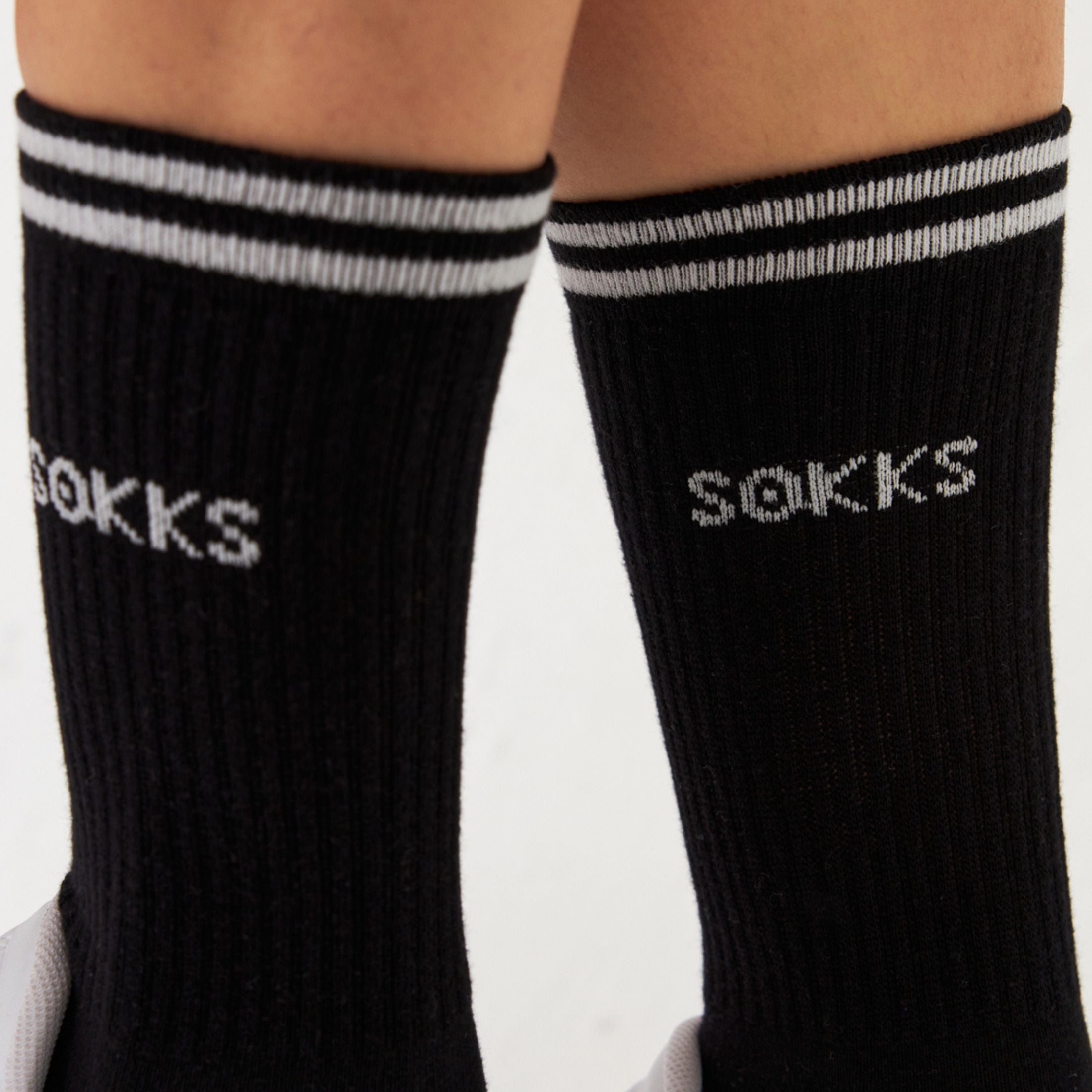 Chaussettes de sport noires pour hommes et femmes en coton