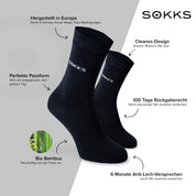 SOKKS Business Anzugsocken Blau aus Bambusviskose — Vorteile: Made in Europe, 100 Tage Rückgaberecht, 6 Monate Anti-Loch-Garantie