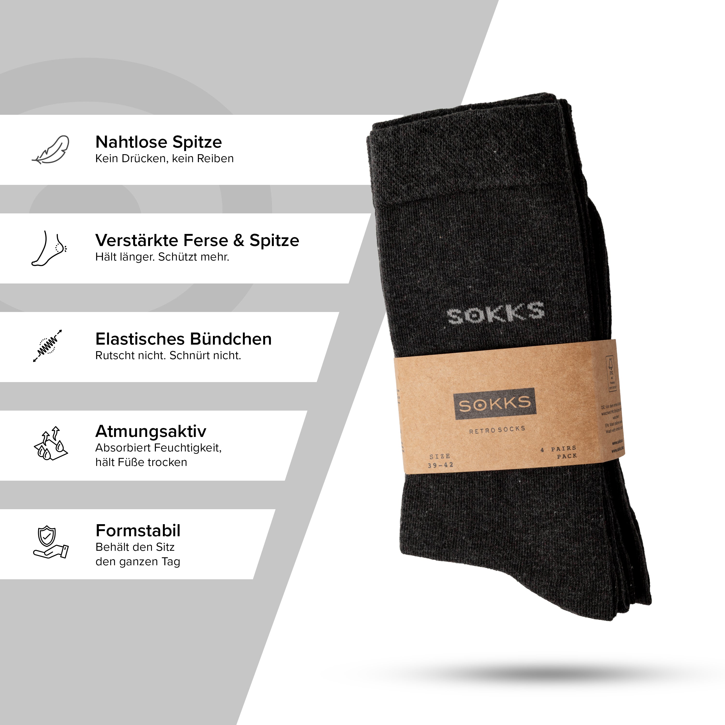 SOKKS Business Anzugsocken Grau aus Bambusviskose — Tragebild