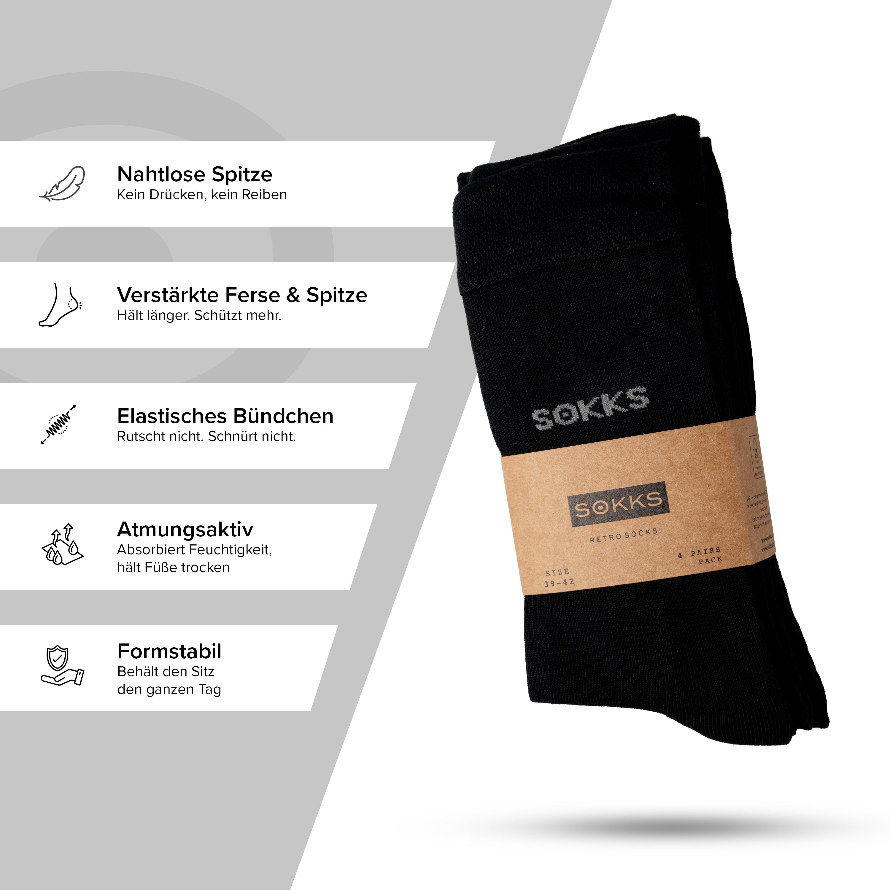 SOKKS Business Anzugsocken Schwarz aus Bambusviskose — Tragebild