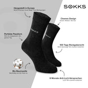 SOKKS Business Anzugsocken Grau aus Baumwolle — Vorteile: Made in Europe, 100 Tage Rückgaberecht, 6 Monate Anti-Loch-Garantie