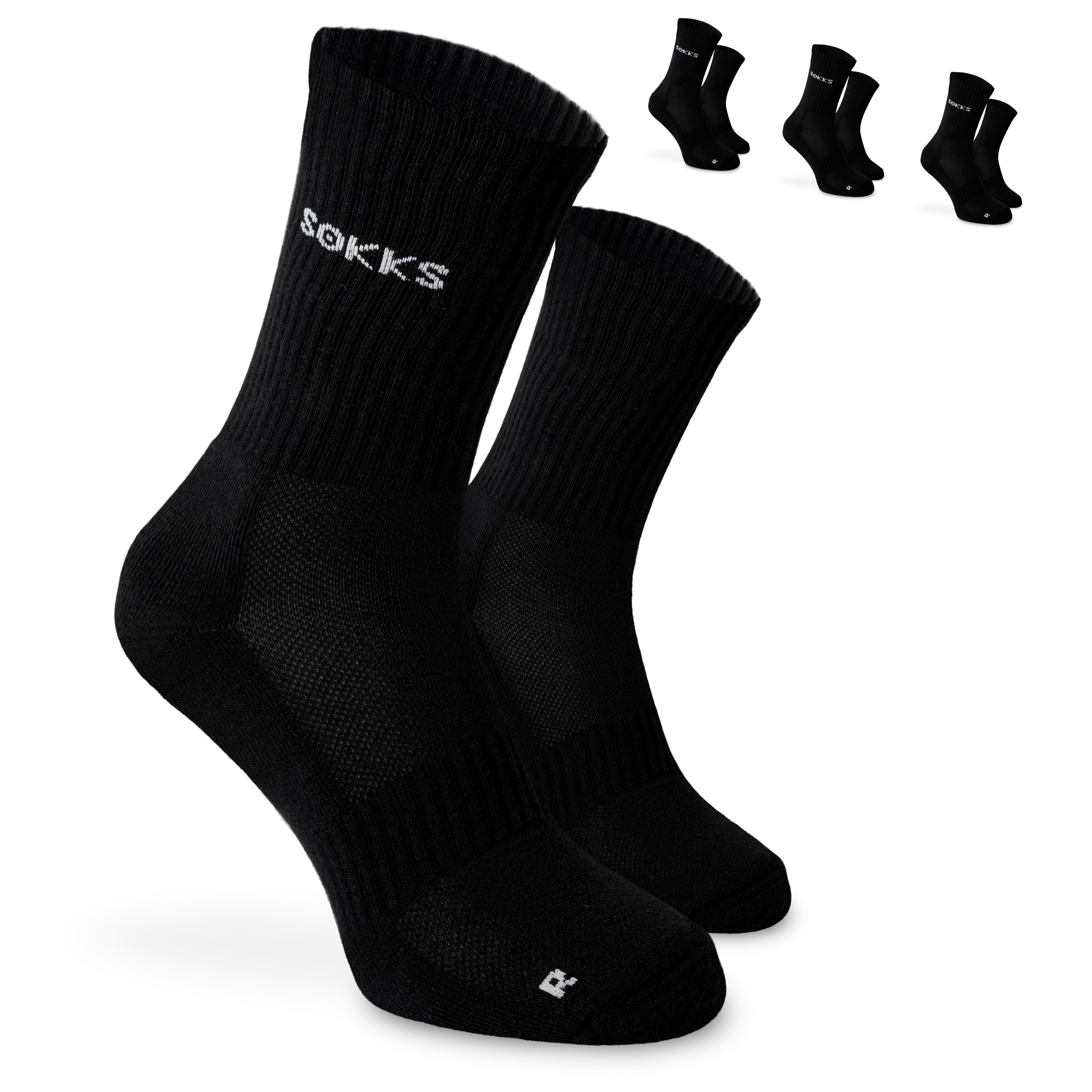 SOKKS 4 Paar Hohe Laufsocken Schwarz | Running