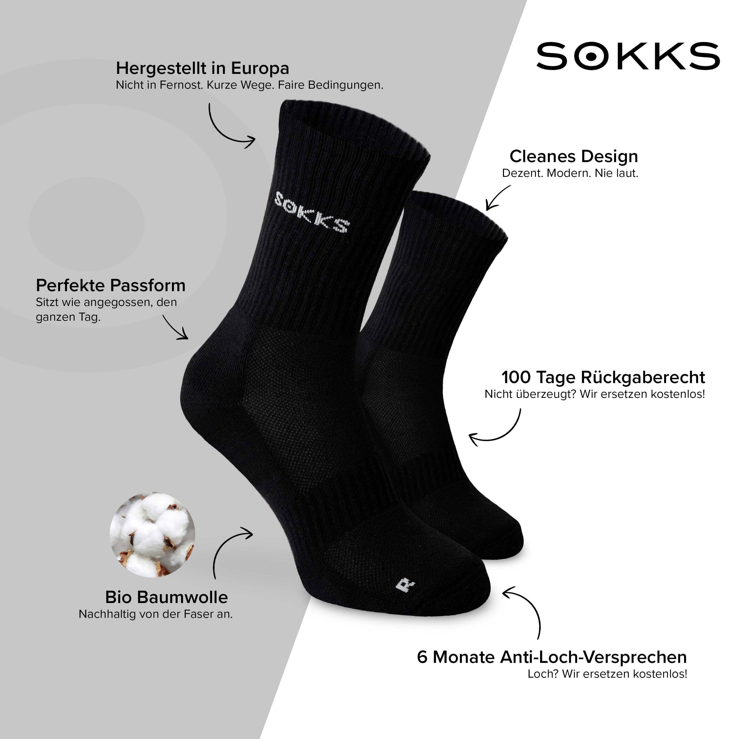 SOKKS 4 Paar Hohe Laufsocken Schwarz | Running
