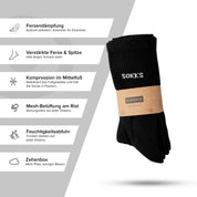 SOKKS 4 Paar Hohe Laufsocken Schwarz | Running