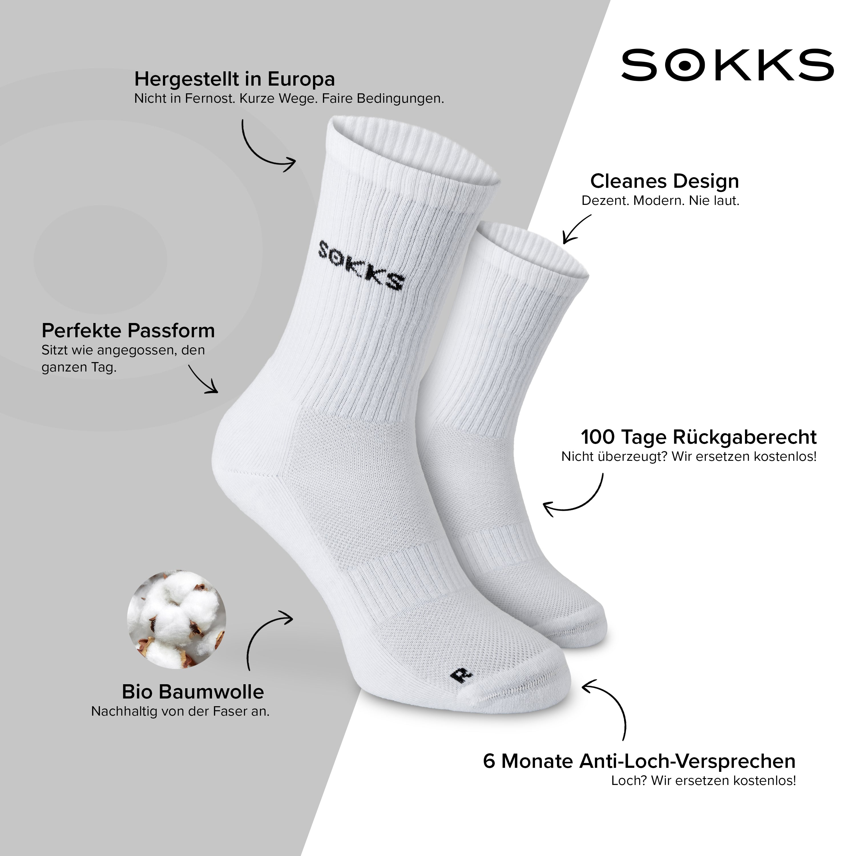 SOKKS 4 Paar Hohe Laufsocken Weiß | Running