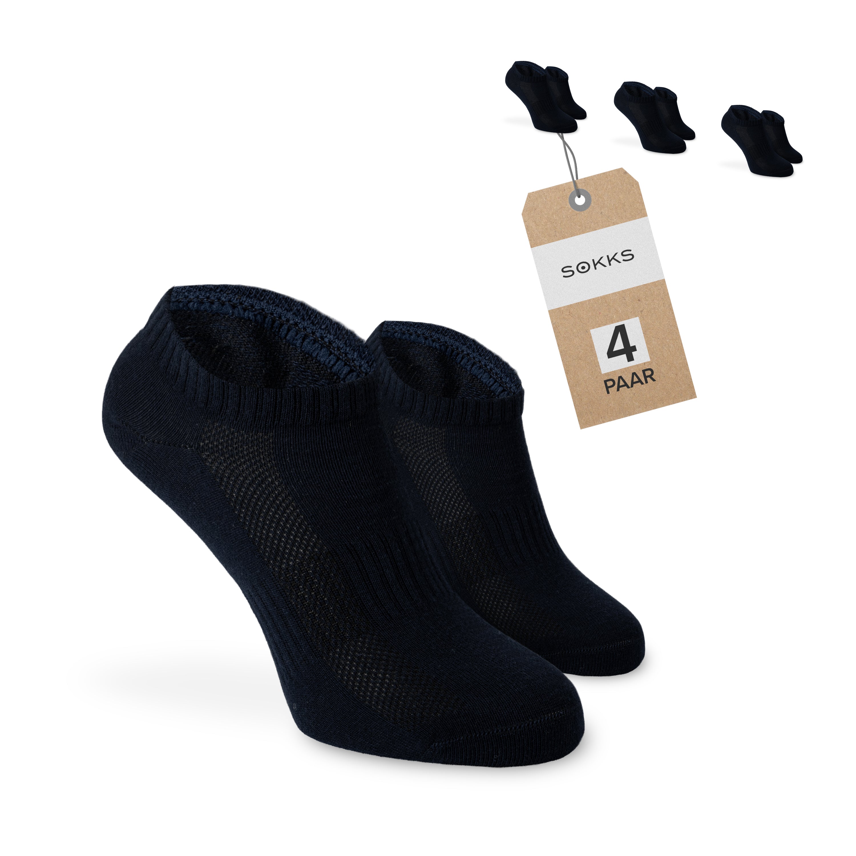 SOKKS Quarter-Sneakersocken Navy — 4 Paar Set aus Baumwolle