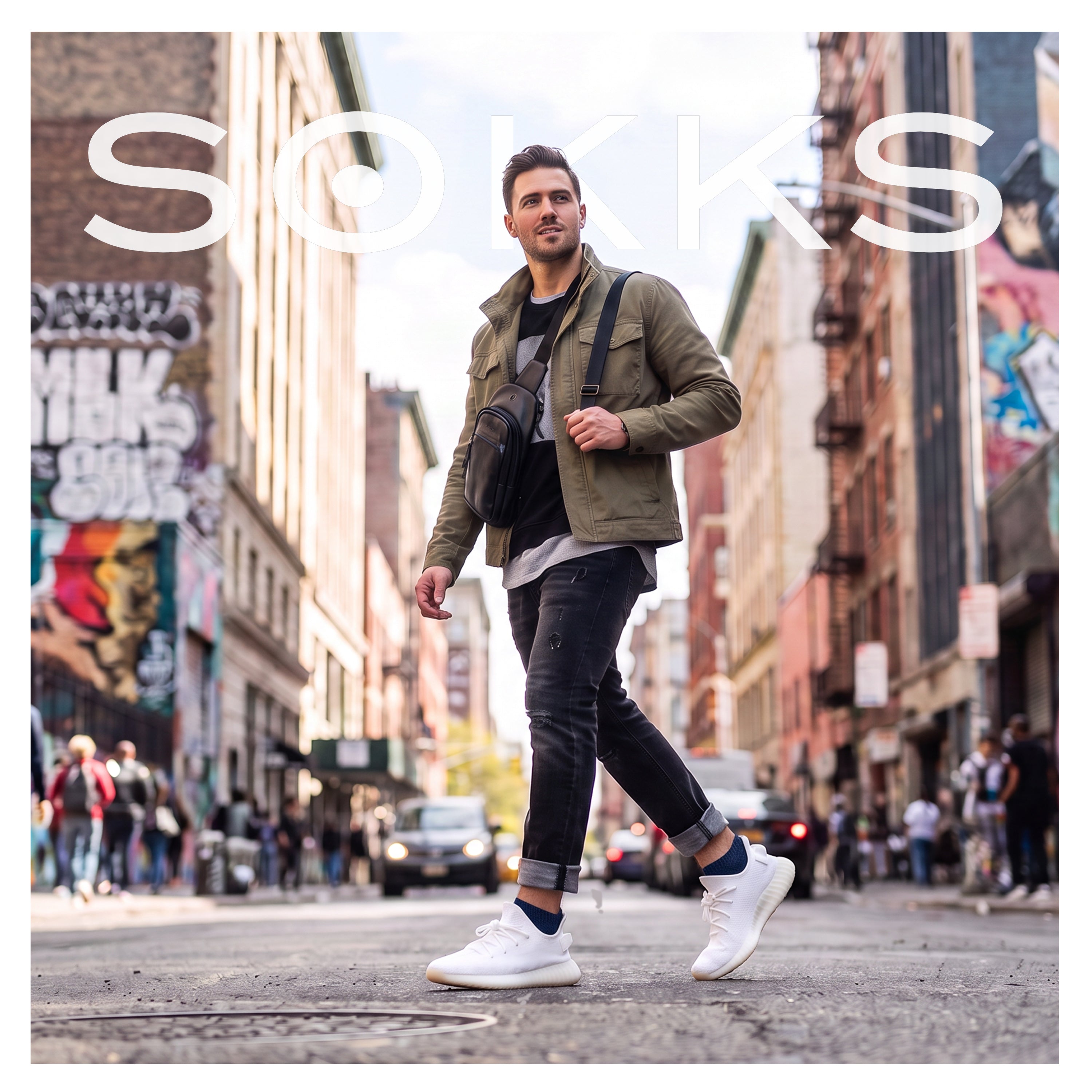 SOKKS Quarter Sneakersocken Navy aus Baumwolle — getragen am Fuß