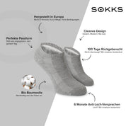 SOKKS Quarter Sneakersocken Grau aus Baumwolle — Vorteile: Made in Europe, 100 Tage Rückgaberecht, 6 Monate Anti-Loch-Garantie