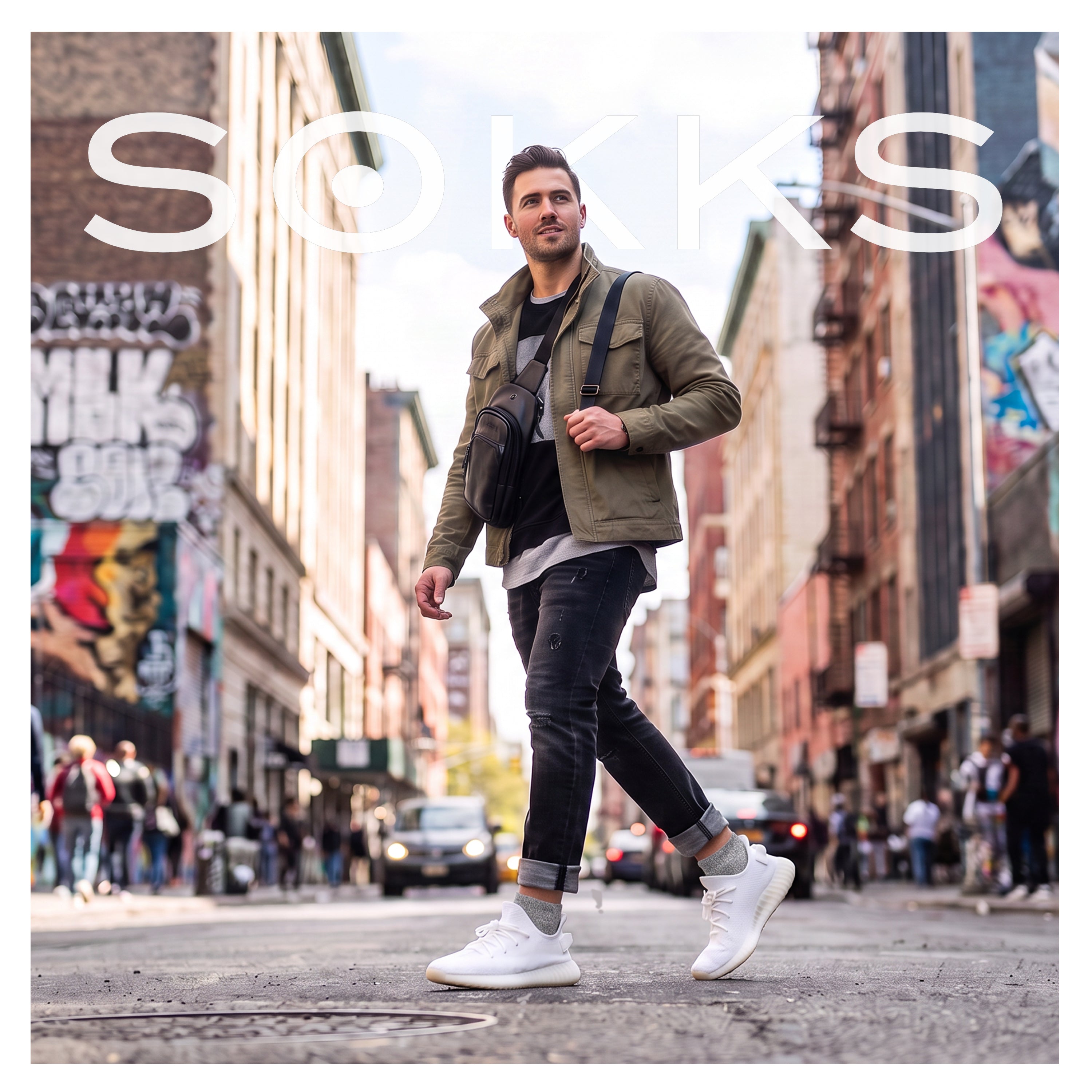 SOKKS Quarter Sneakersocken Grau aus Baumwolle — getragen am Fuß