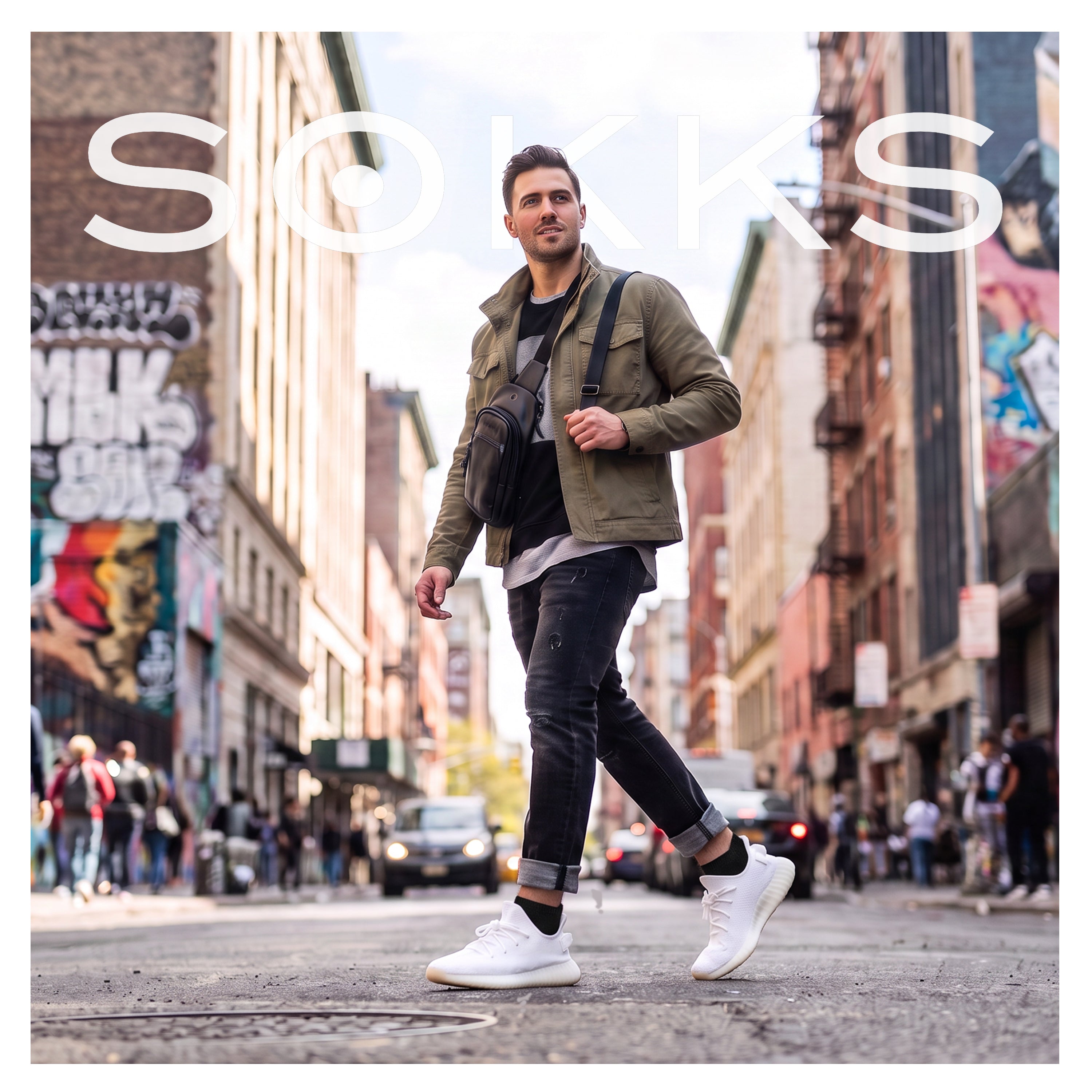 SOKKS Quarter Sneaker Socks Black in Cotton — Worn on the foot