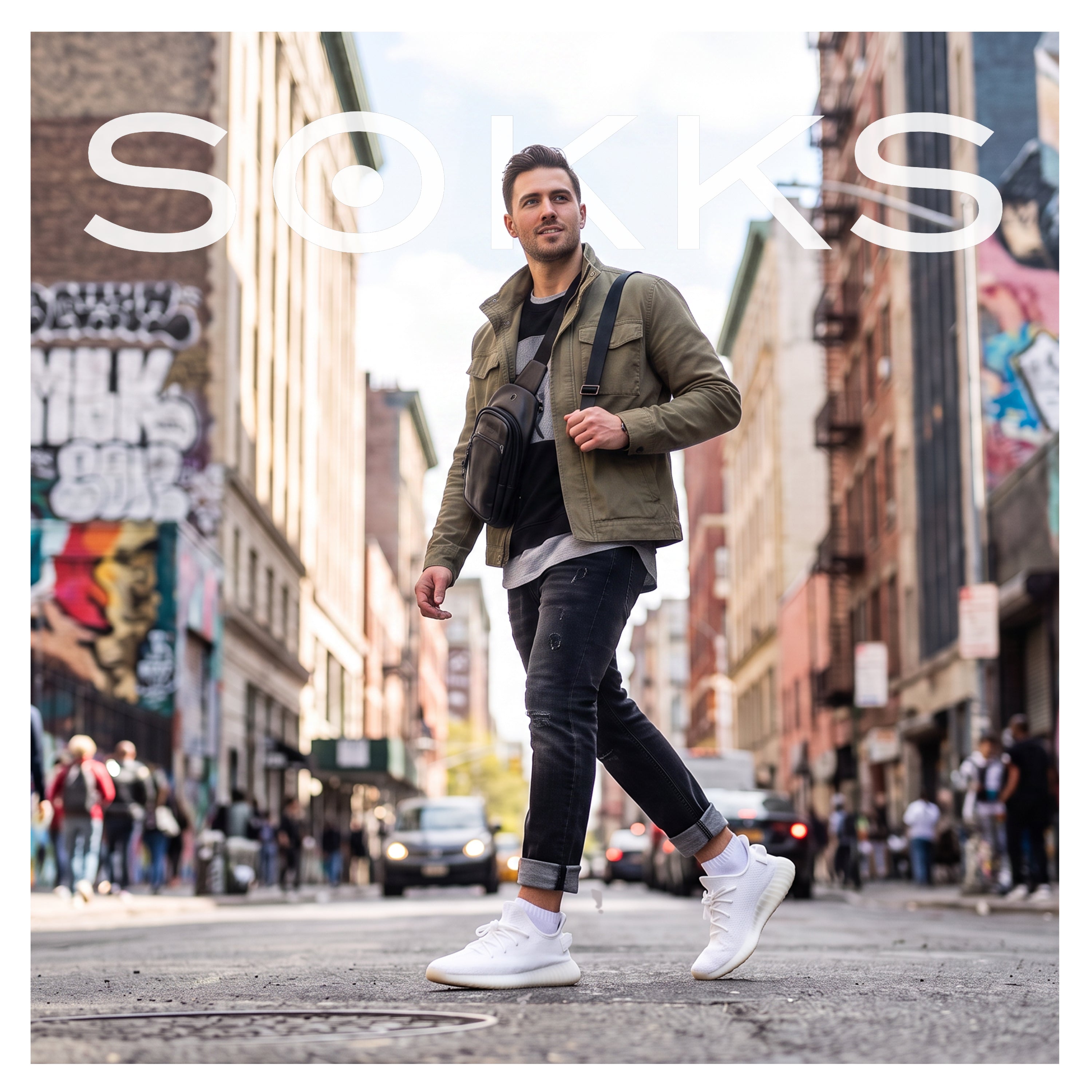 SOKKS Quarter Sneakersocken Weiß aus Baumwolle — getragen am Fuß