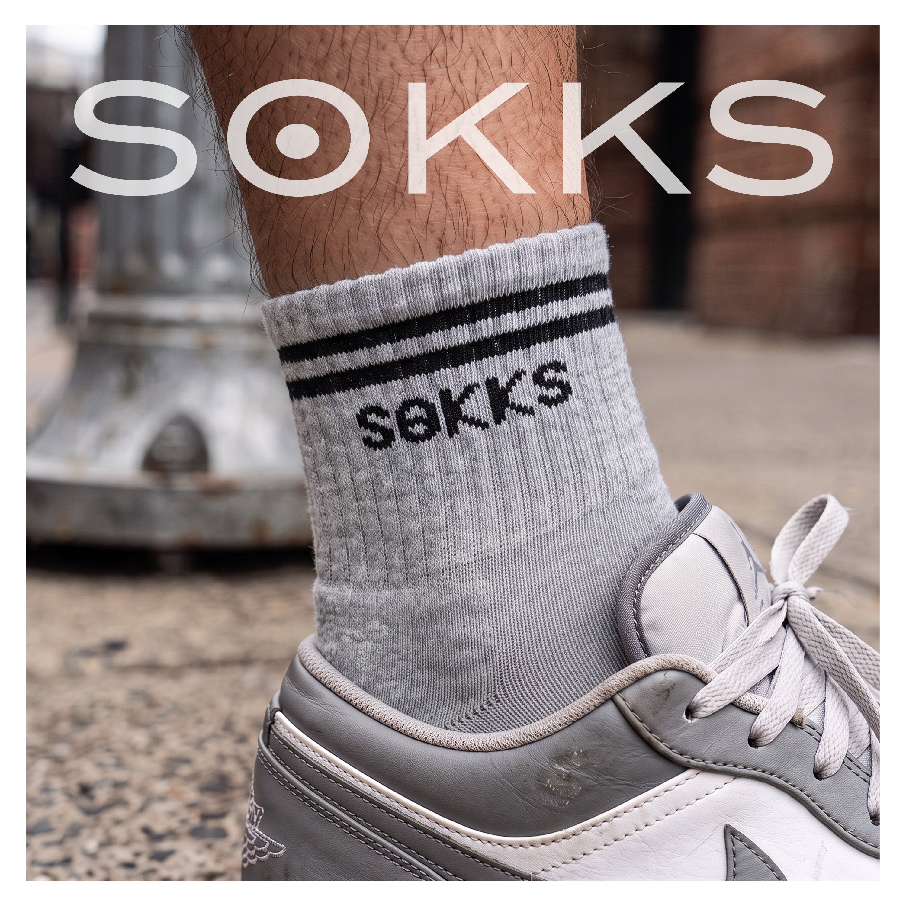 SOKKS Retro Sneakersocken Grau aus Baumwolle — Produktansicht