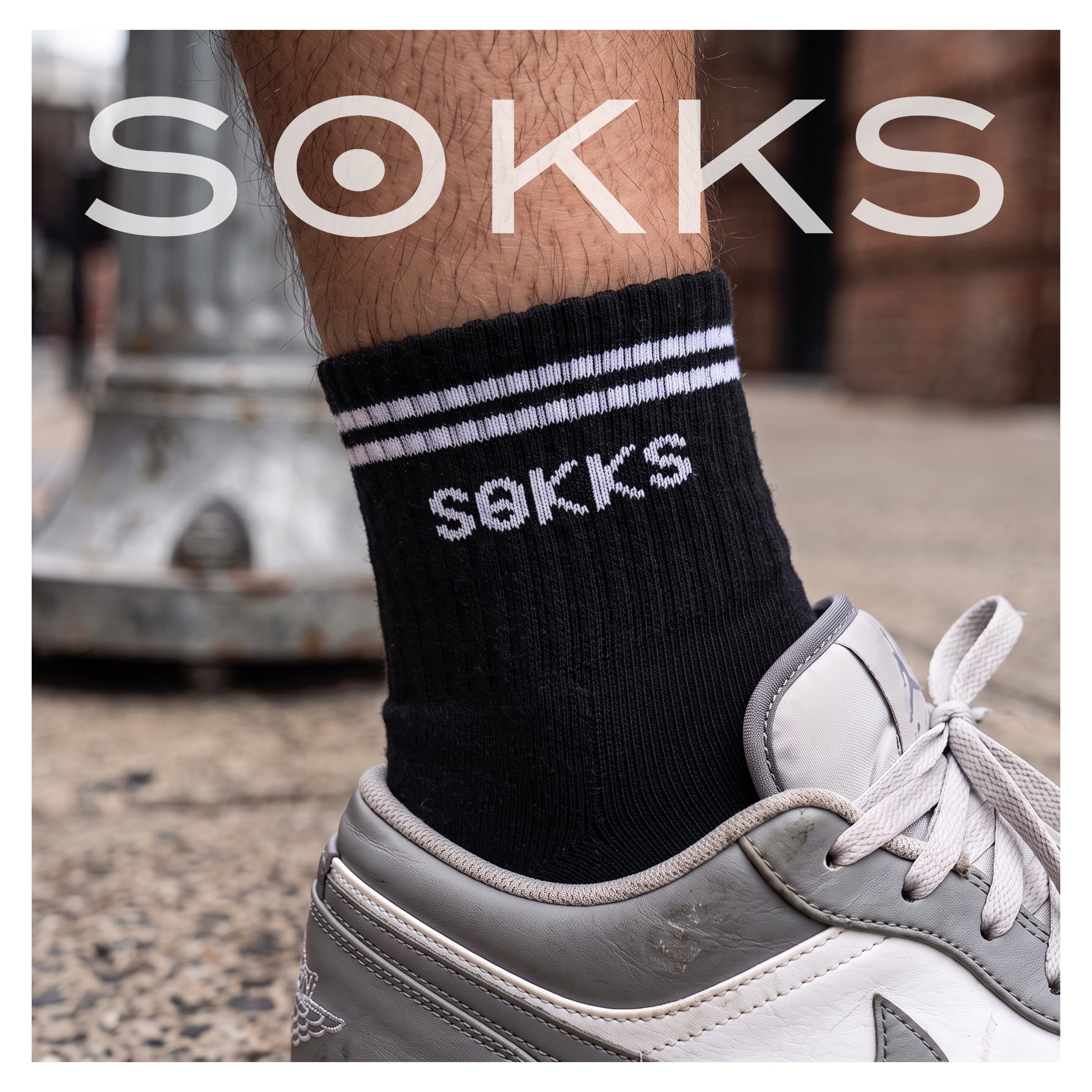 SOKKS Retro Sneakersocken Schwarz aus Baumwolle — Produktansicht
