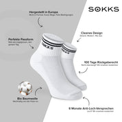 SOKKS Retro Sneakersocken Weiß aus Baumwolle — Vorteile: Made in Europe, 100 Tage Rückgaberecht, 6 Monate Anti-Loch-Garantie