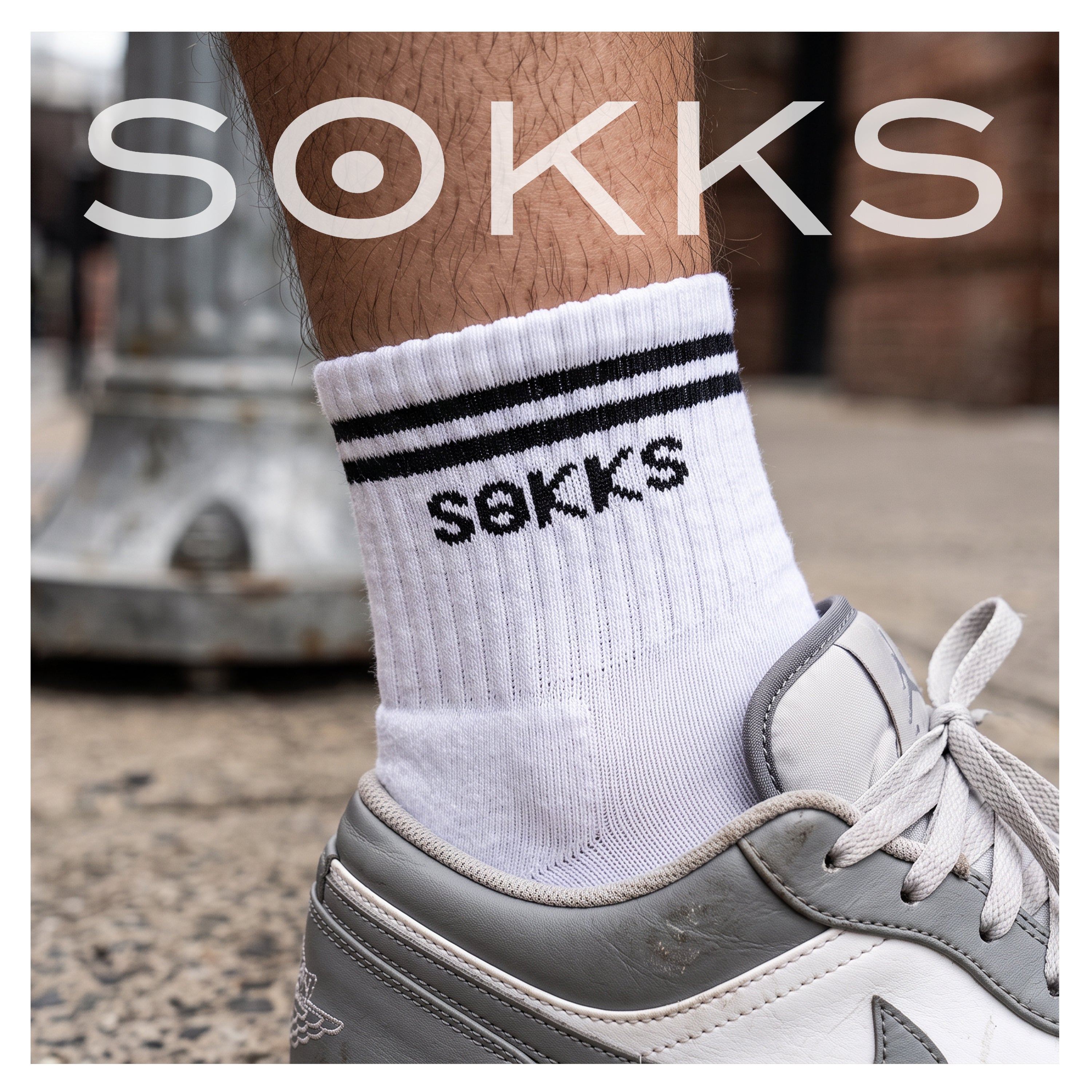SOKKS Retro Sneakersocken Weiß aus Baumwolle — Produktansicht