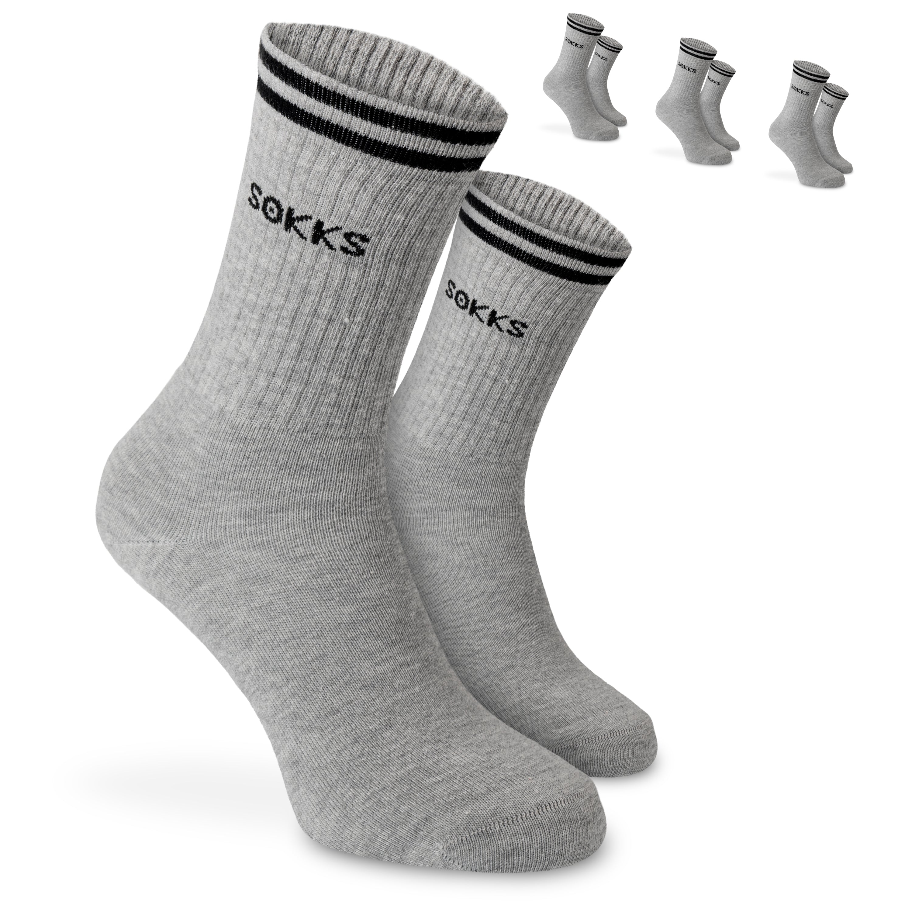 SOKKS 4 Paar Sportsocken Grau | Schriftzug
