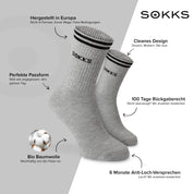 SOKKS 4 Paar Sportsocken Grau | Schriftzug