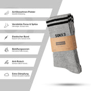 SOKKS 4 Paar Sportsocken Grau | Schriftzug