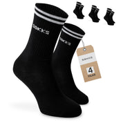 SOKKS 4 Paar Sportsocken Schwarz | Schriftzug