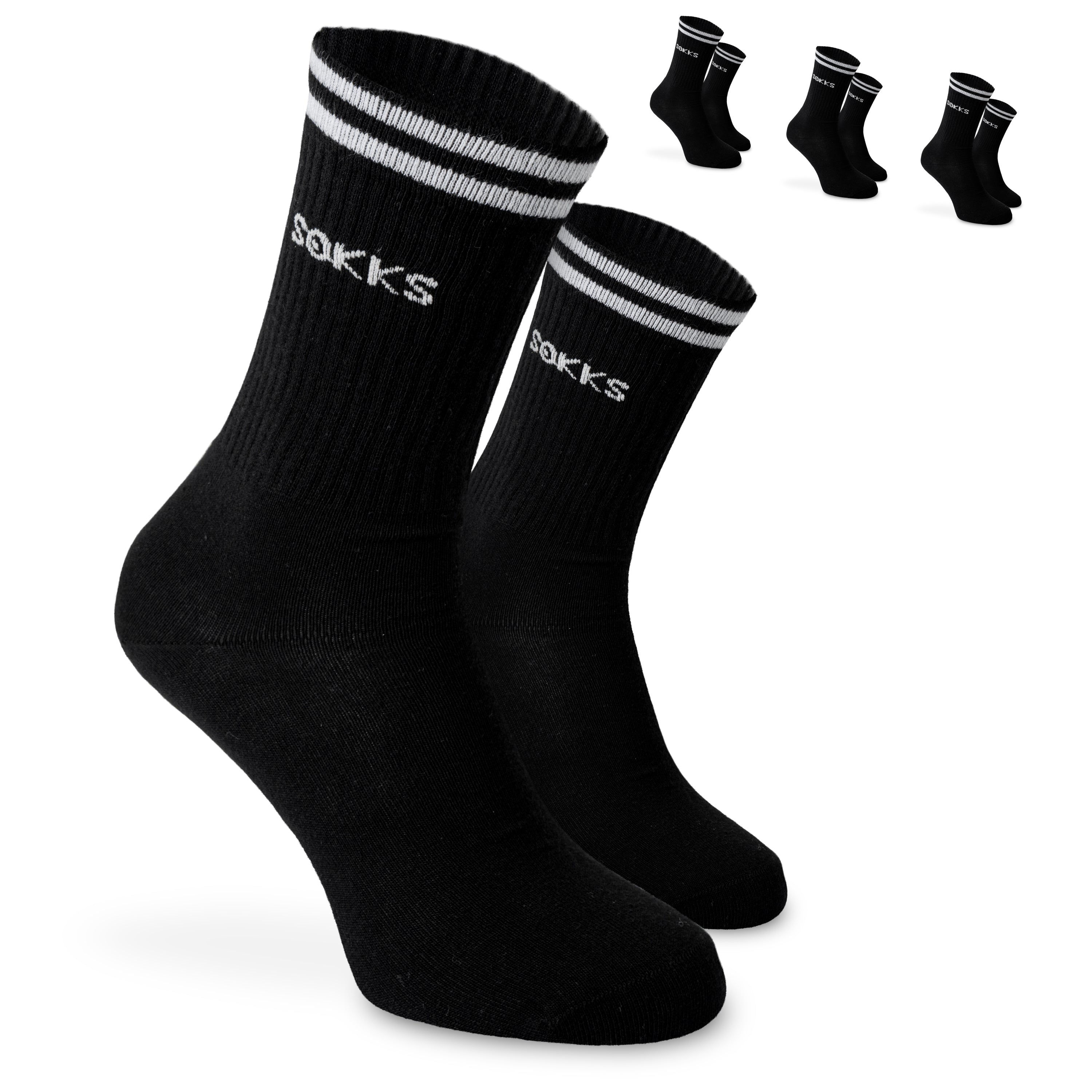 SOKKS 4 Paar Sportsocken Schwarz | Schriftzug