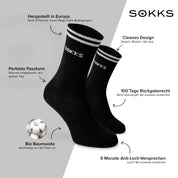 SOKKS 4 Paar Sportsocken Schwarz | Schriftzug