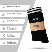 SOKKS 4 Paar Sportsocken Schwarz | Schriftzug