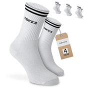 SOKKS 4 Paar Sportsocken Weiß | Schriftzug