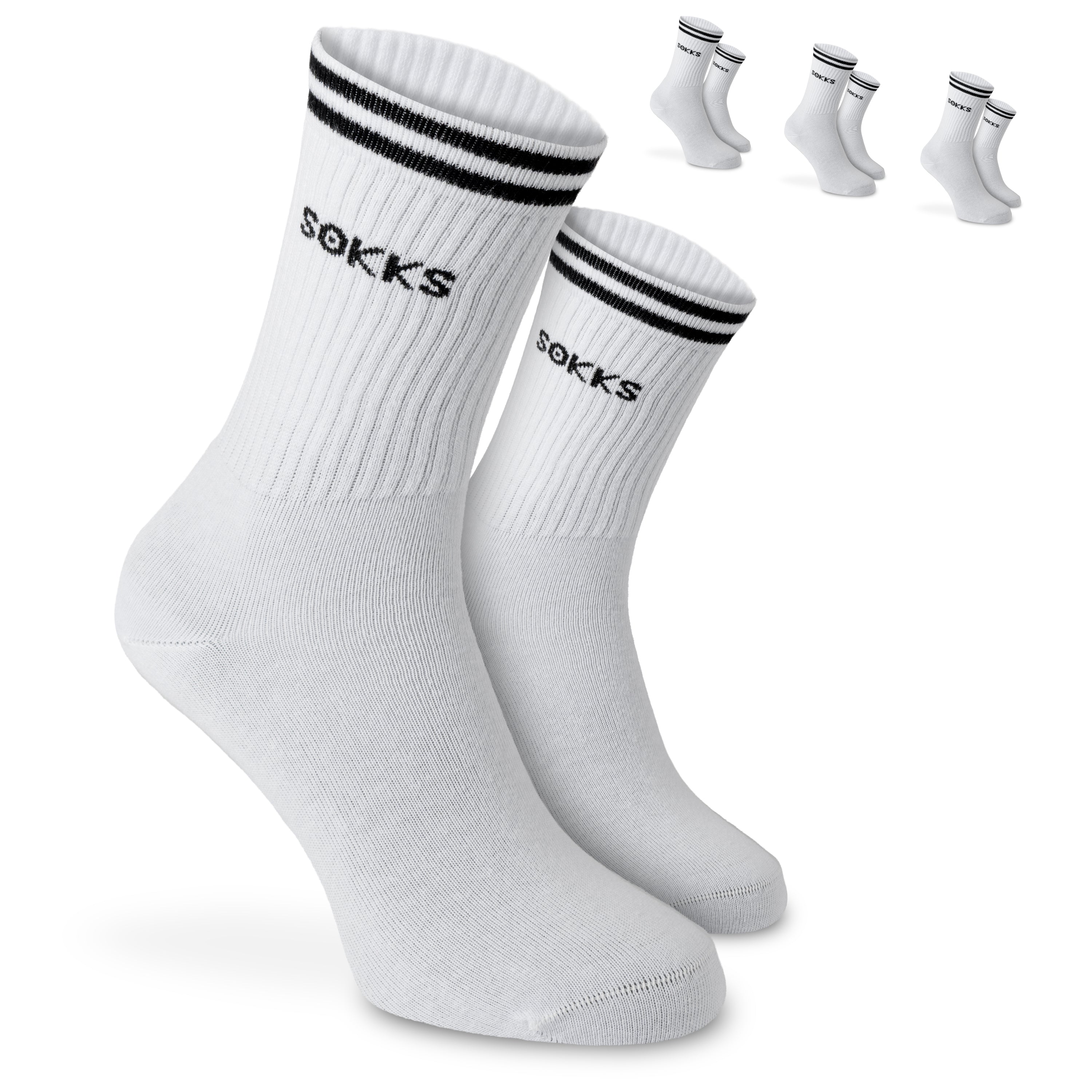 SOKKS 4 Paar Sportsocken Weiß | Schriftzug