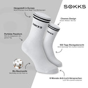 SOKKS 4 Paar Sportsocken Weiß | Schriftzug