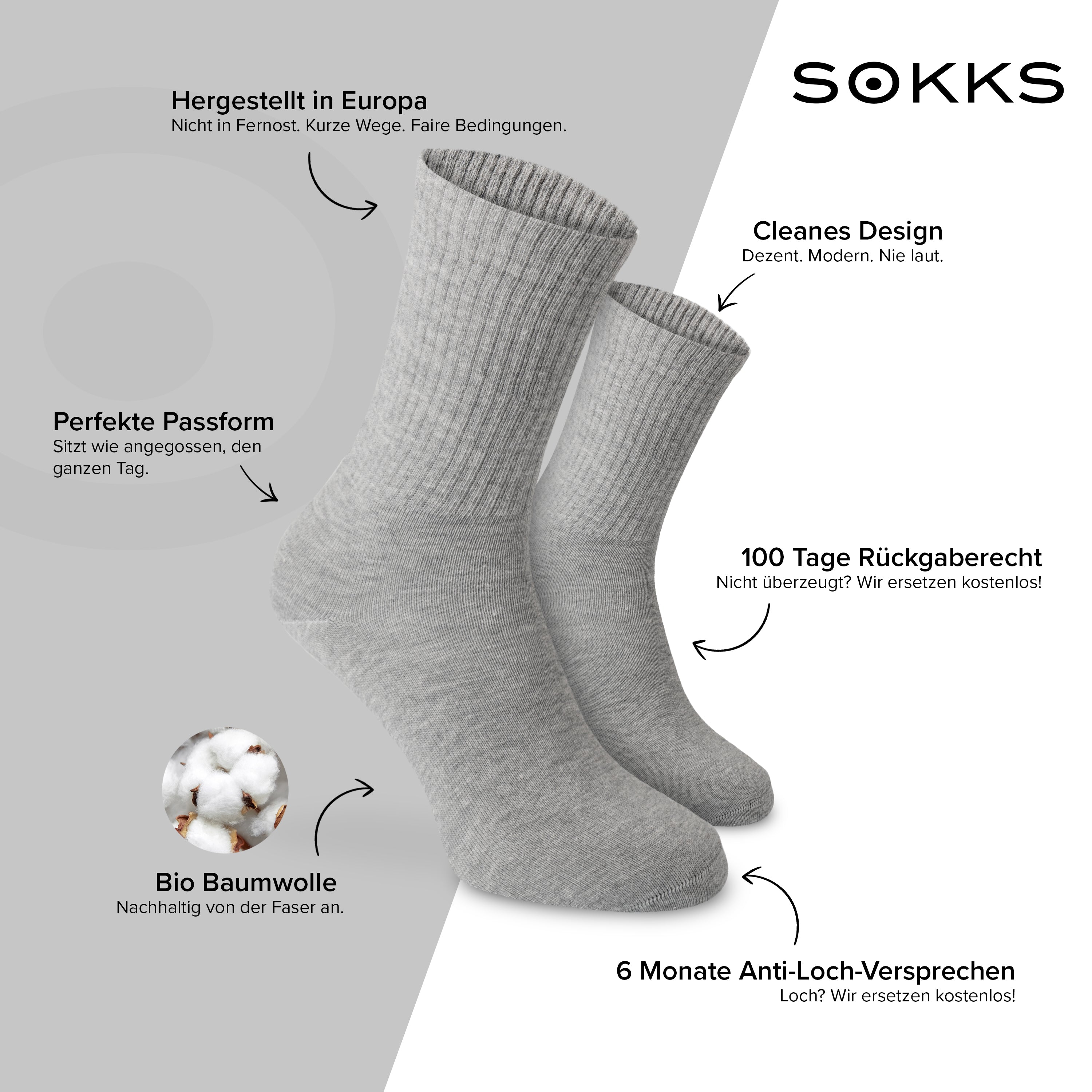 SOKKS 4 Paar Tennissocken Grau | Baumwolle