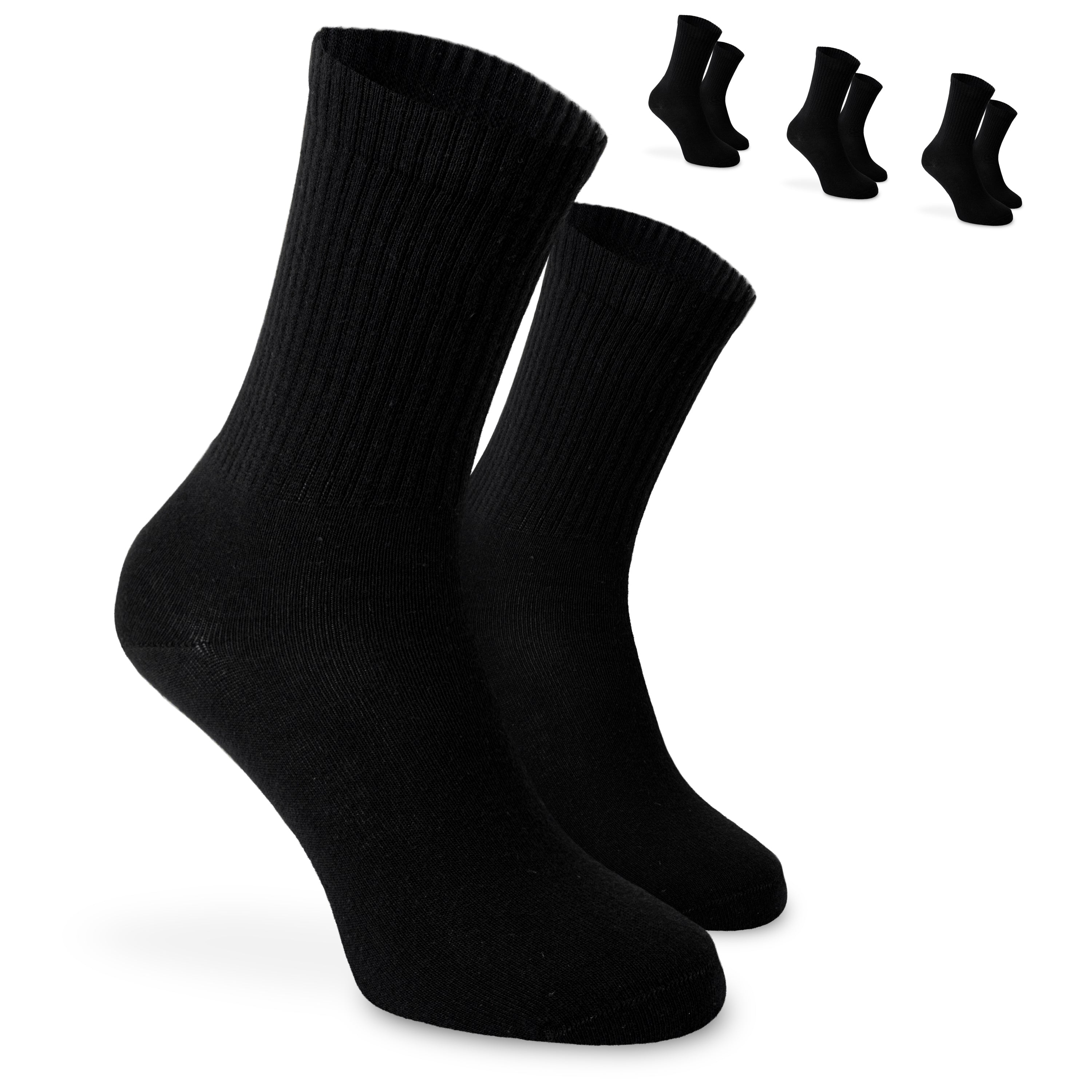 SOKKS 4 Paar Tennissocken Schwarz | Baumwolle